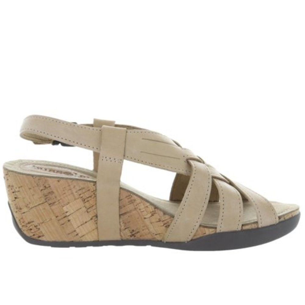Bussola Cork Wedge Cross Strap Sandals Leather Sz 9.5 40 NWB